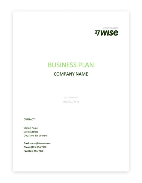 Free Business Plan Template Download - Wise