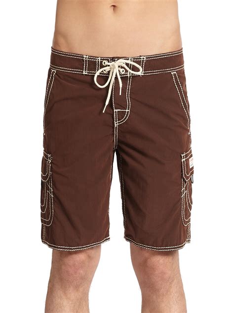 True Religion Cargo Board Shorts in Brown for Men | Lyst