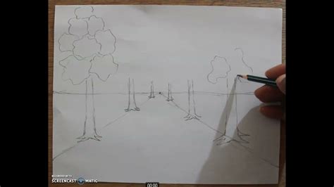 Landscape Drawing One point Perspective - YouTube