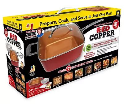 As Seen On TV Red Copper Square Pan 5-Piece Set | Big Lots
