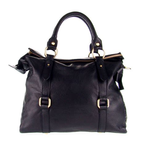 Studiomoda Italian Made Black Leather Large Designer Carryall Tote ...