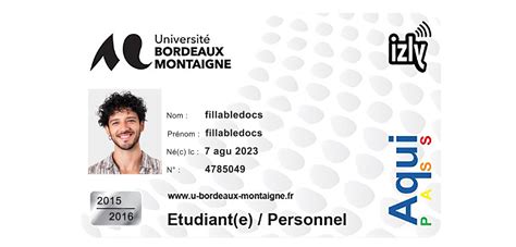 Create University Bordeaux Montaigne Student ID Cards With Fillable PSD Templates