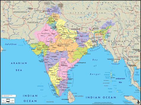 India Political Wall Map By Maps Of World Mapsales Im - vrogue.co