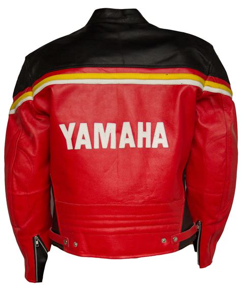 MEN YAMAHA RACING MOTORCYCLE JACKET LEATHER RED BALCK COLOR SAFETY PROTECTION - Outerwear