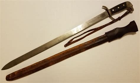 Old Collins & Co Spanish American War Eagle Machete Sword Knife & Leather Sheath | Leather ...