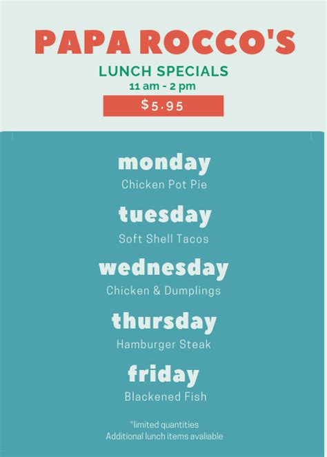 Papa Rocco's Lunch Specials - Papa Rocco's