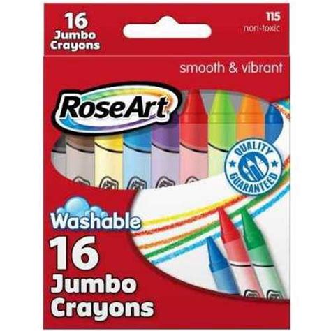 RoseArt Washable Jumbo Crayons; 16-Count; Assorted Colors; Packaging ...