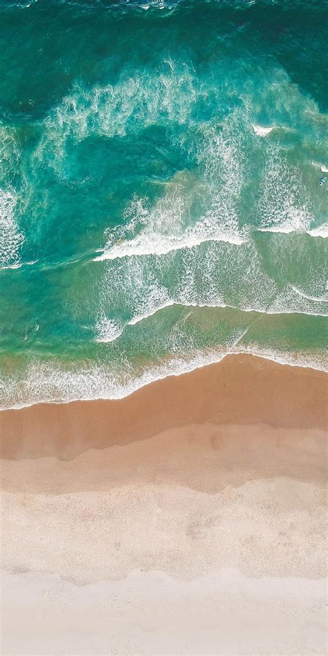 1080x2160 Green waves, beach, aerial view wallpaper in 2020 (With images) | View wallpaper ...