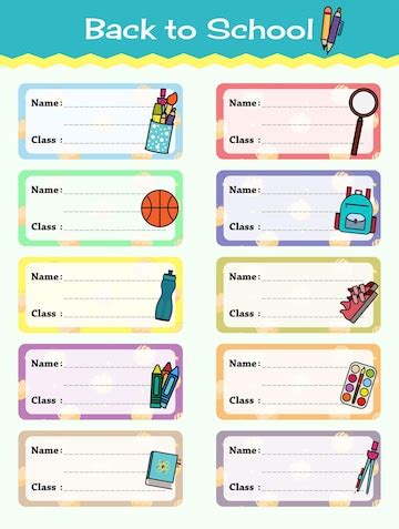 Premium Vector | Notebook Labels Vector Template Design. School Book Labels Template. Name and ...