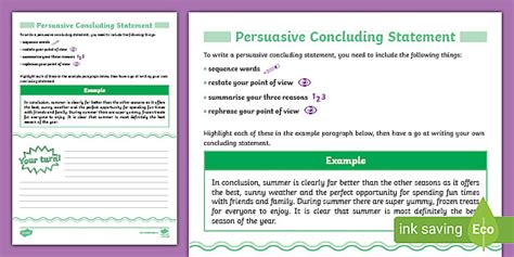 Writing a Persuasive Essay Conclusion Scaffold - Beyond