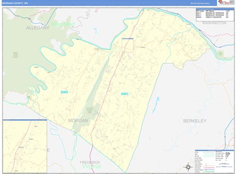 Morgan County, WV Zip Code Wall Map Basic Style by MarketMAPS - MapSales