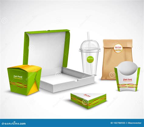 Packaging Fast Food Realistic Set Stock Vector - Illustration of mockup ...