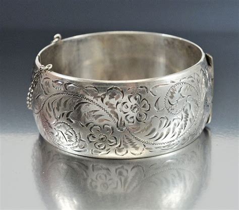 Vintage Wide Sterling Silver Bracelet Bangle Forstner by boylerpf