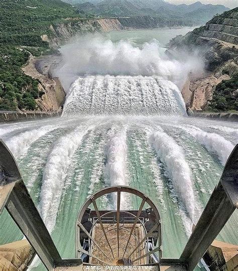 Bird’s eye view of the Tarbela Dam spillways. When they first open ...