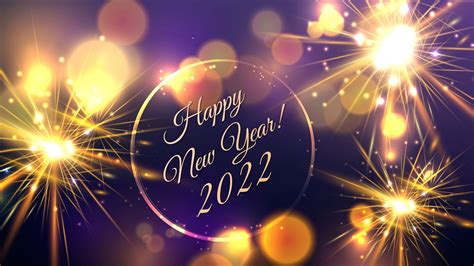 2022 Happy New Year Gold Lights Wallpaper Free Download