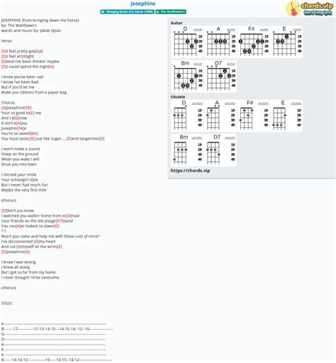 Chord: Josephine - tab, song lyric, sheet, guitar, ukulele | chords.vip