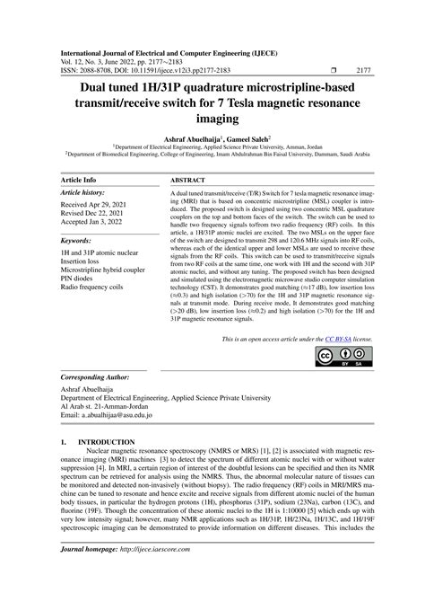 Dual tuned 1H/31P quadrature microstripline-based transmit/receive ...