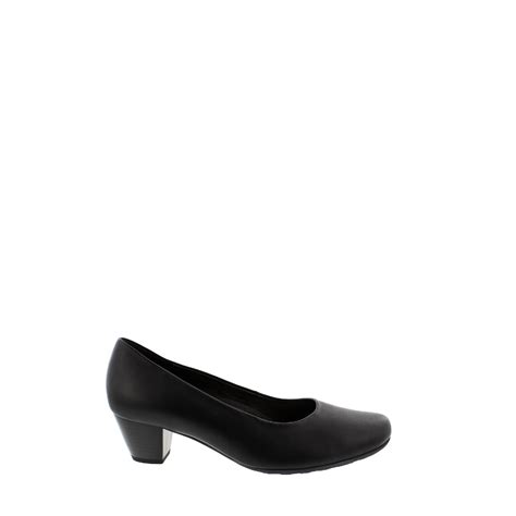 Gabor Ladies Black Leather Wide Fit Court Shoe - County Shoes Dorchester