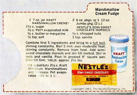 Classic marshmallow cream fudge recipe (1963) - Click Americana