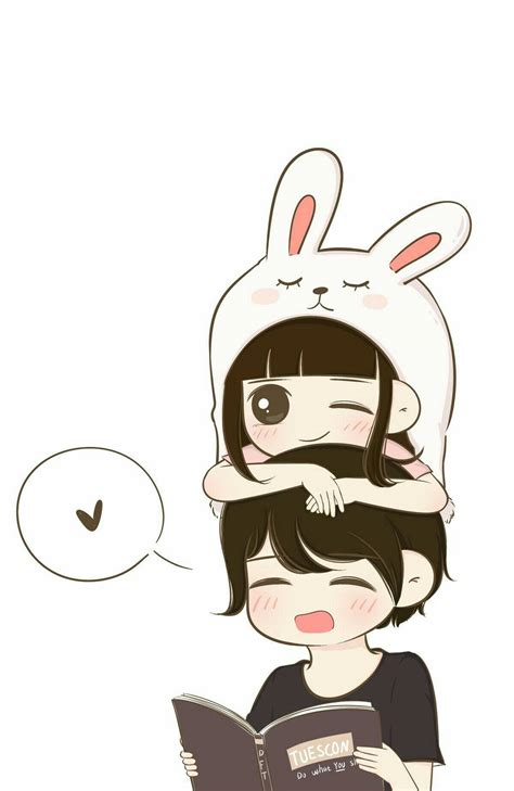 Download Cute Couple Cartoon And Bunny Wallpaper | Wallpapers.com