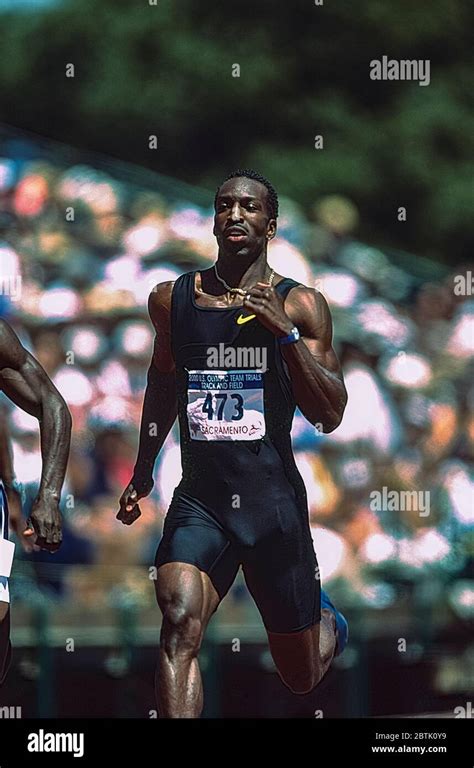 Michael Johnson (USA) competing in the 400 meters Final at the 2000 US ...