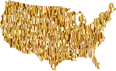 Clipart - Gold Low Poly America USA Map