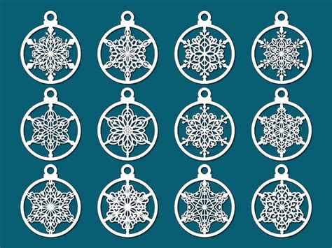 Premium Vector | Set of laser cut christmas balls with snowflake cutout of paper sample template ...