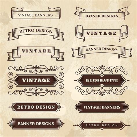 Banners vintage. boda florecer ornamento cintas grunge pizarra texturas insignias de estilo ...