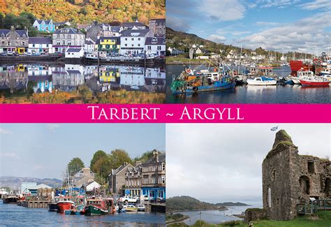 Medium Postcard Tarbert Argyll pack of 50 - Island Blue