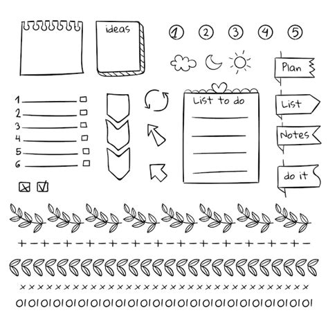 Free Vector | Borders and elements of bullet journal template