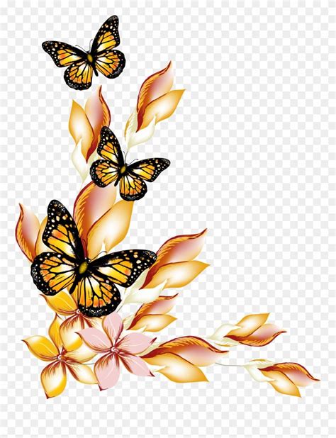 Flower Flowers And Butterflies - Border Design Flower And Butterfly Clipart (#458916) is a ...