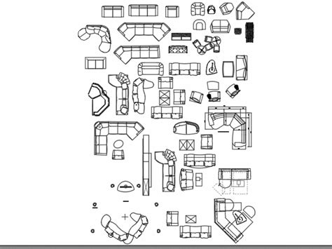 Living room furniture in AutoCAD | Download CAD free (558.42 KB) | Bibliocad