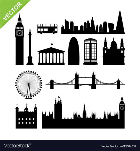 London england landmark silhouettes Royalty Free Vector