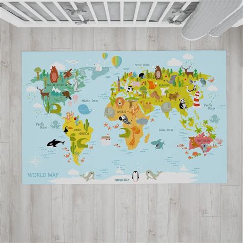 World Map Kids Carpetplay Rugnursery Rugkids Room Ruggift - Etsy