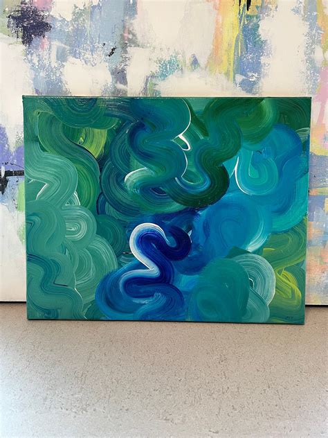 Green and Blue Abstract Acrylic Swirl Painting - Etsy