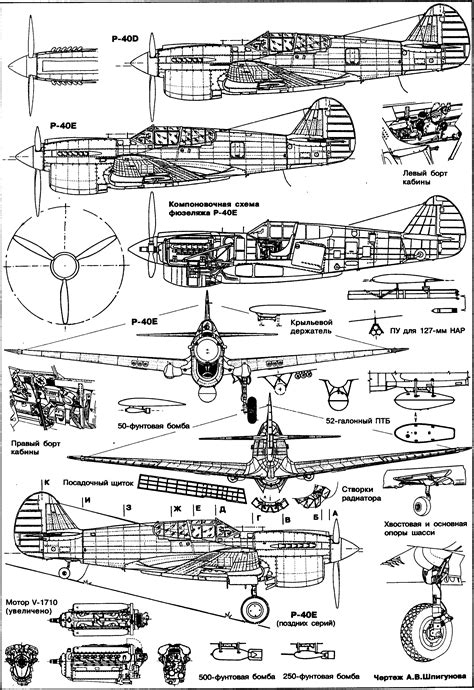 P 40 Warhawk Scale Drawings