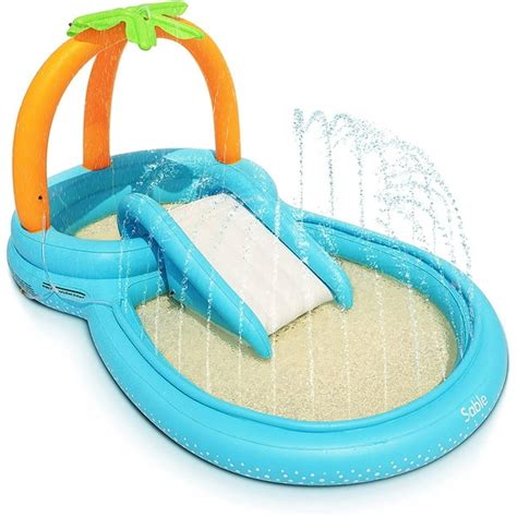 Sable Inflatable Play Center Wading Pool with Slide for Kids Children ...