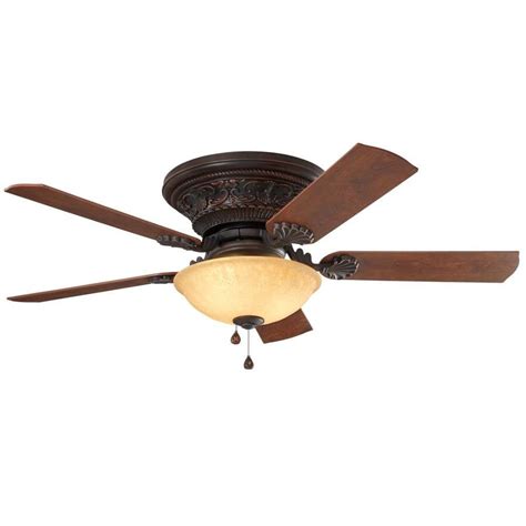 Harbor Breeze Lynstead 52-in Specialty Bronze LED Indoor Flush Mount Ceiling Fan with Light Kit ...