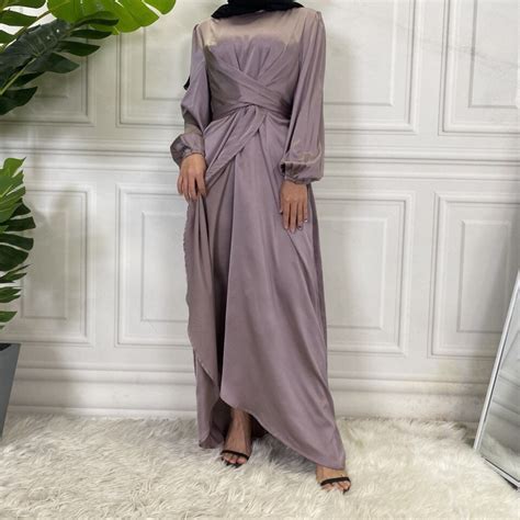 Muslim Dress Abaya Islamic Clothing for Women Modest Fashion Tie Belt ...