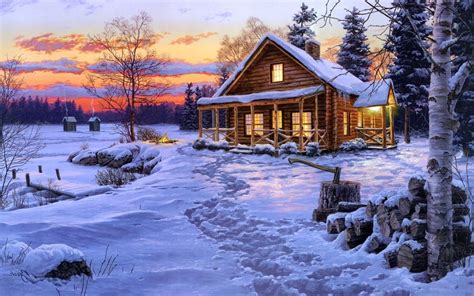 download log cabin wallpaper free 1 | Winter cabin, Snowy cabin, Winter ...