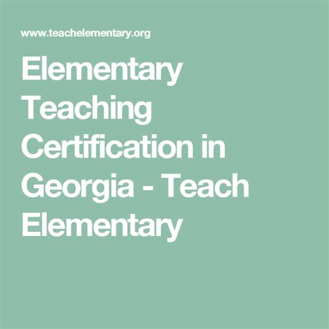 Elementary Teaching Certification in Georgia - Teach Elementary ...