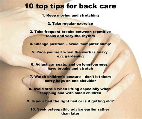 YOUR HEALTH & FITNESS FIRST — 10 Top Tips For Back Care