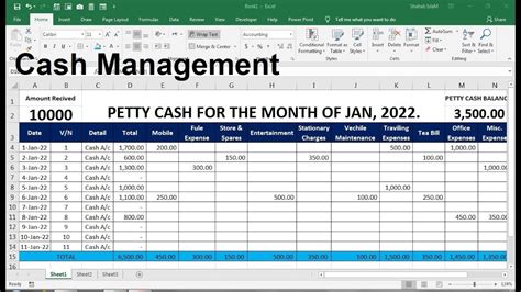 daily cash sheet template excel | monthly petty cash format - YouTube