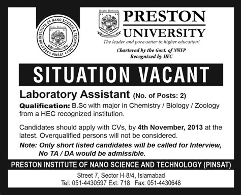 Preston University Islamabad 2013 Jobs