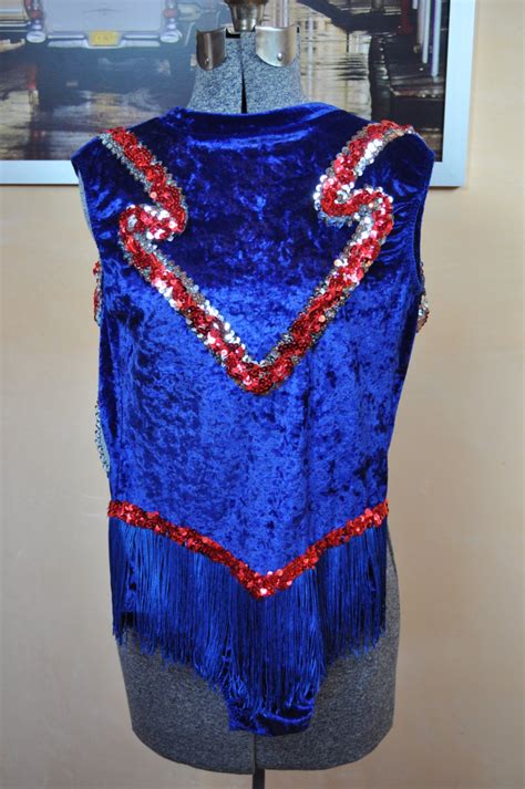 Vintage Baton Twirler Band Sequin Glitter Outfit Costume Royal