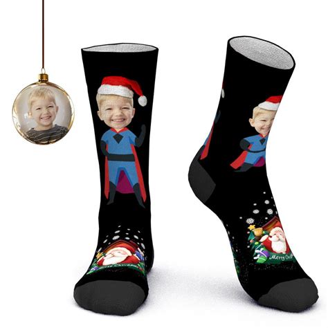 Custom Face Socks Personalized Photo Socks Santa Socks Christmas Gift ...