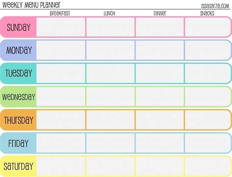 7 Day Weekly Planner Template