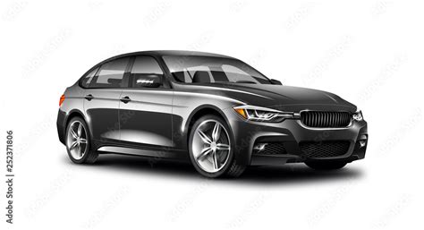 Black Luxury Sedan Car On White Background. Generic Vehicle Perspective View Illustration With ...