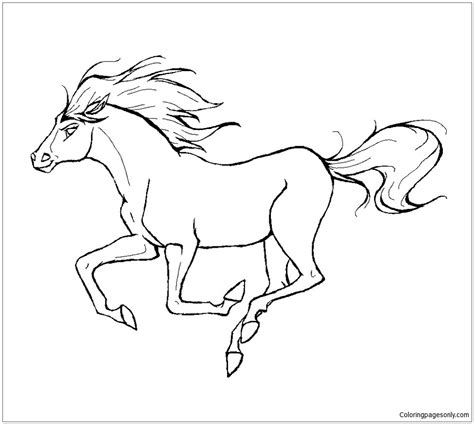 Running Horse Coloring Page - Free Printable Coloring Pages