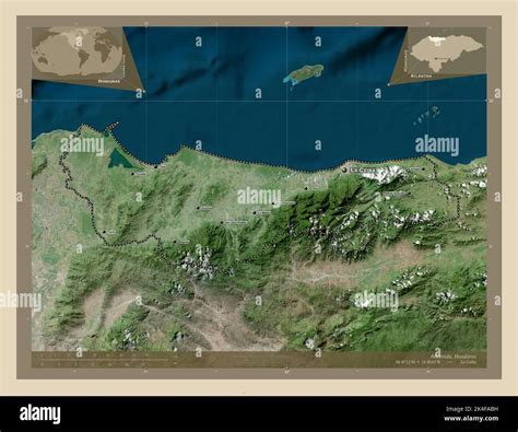 Atlantida, department of Honduras. High resolution satellite map ...